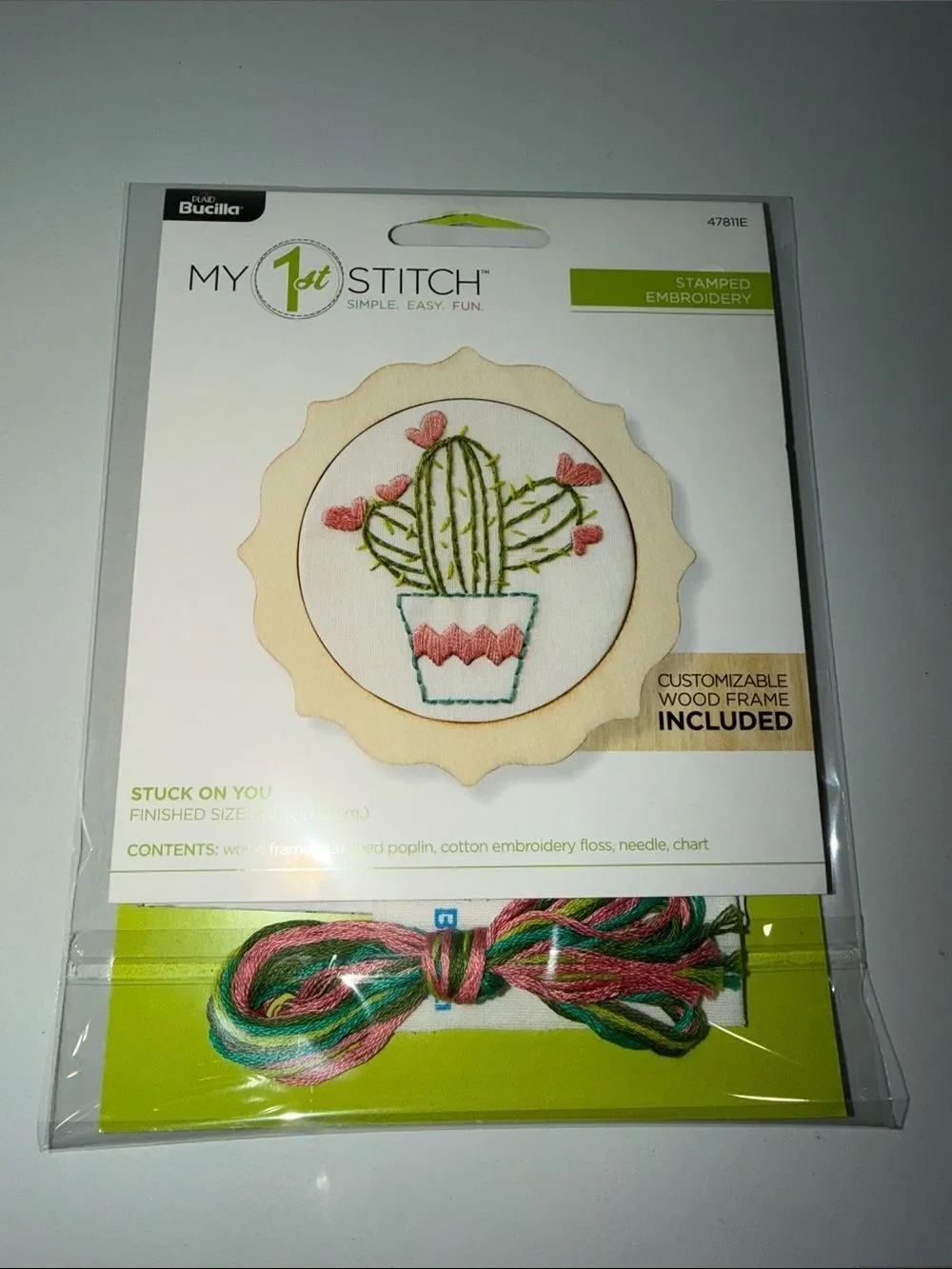 PB MY 1st STITCH Simple easy fun Stuck on You wood frame embroidery craft kit